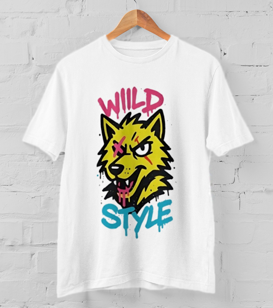 Wild Wolf Wild Style Graffiti Art Urban Streetwear T-Shirt
