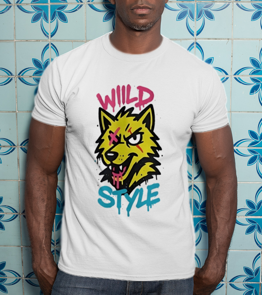 Wild Wolf Wild Style Graffiti Art Urban Streetwear T-Shirt
