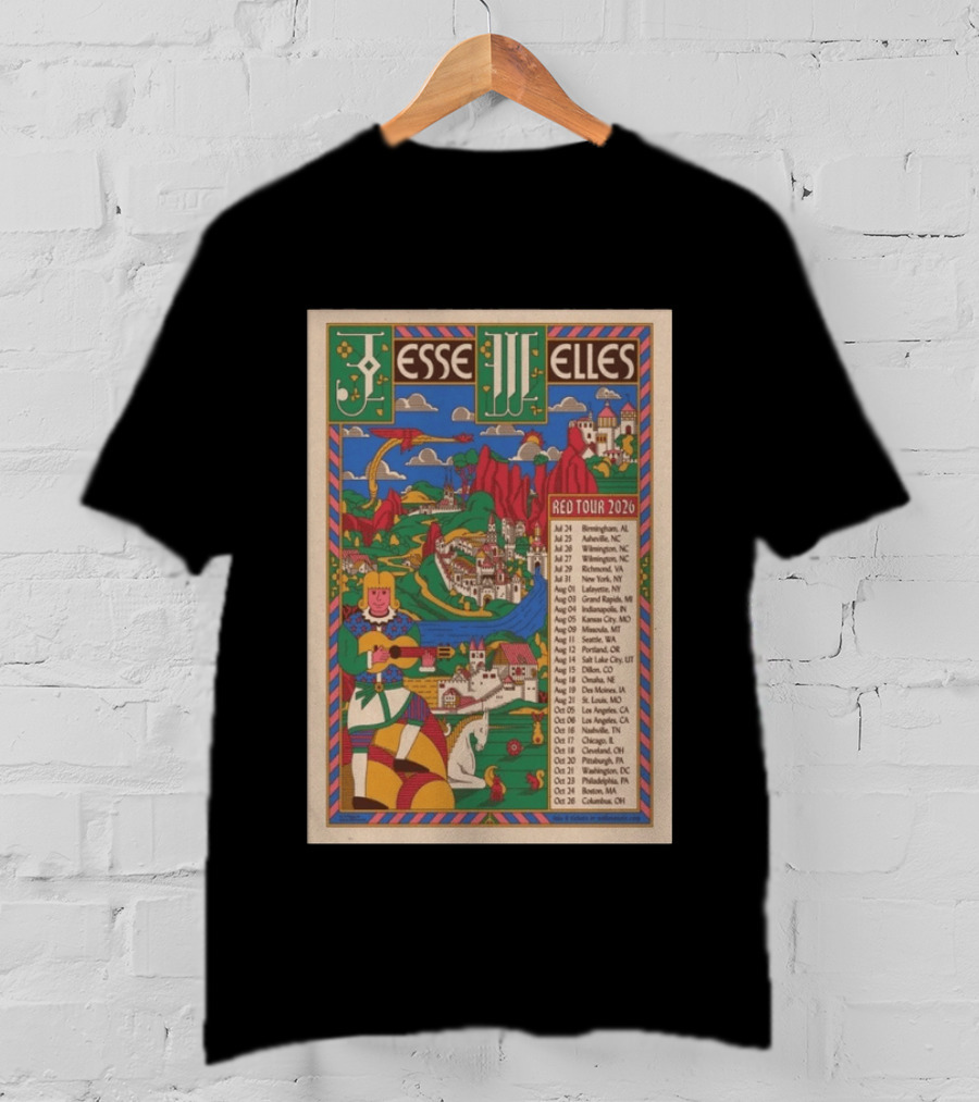 Jesse Welles Red Tour 2026 Cities And Dates T-Shirt