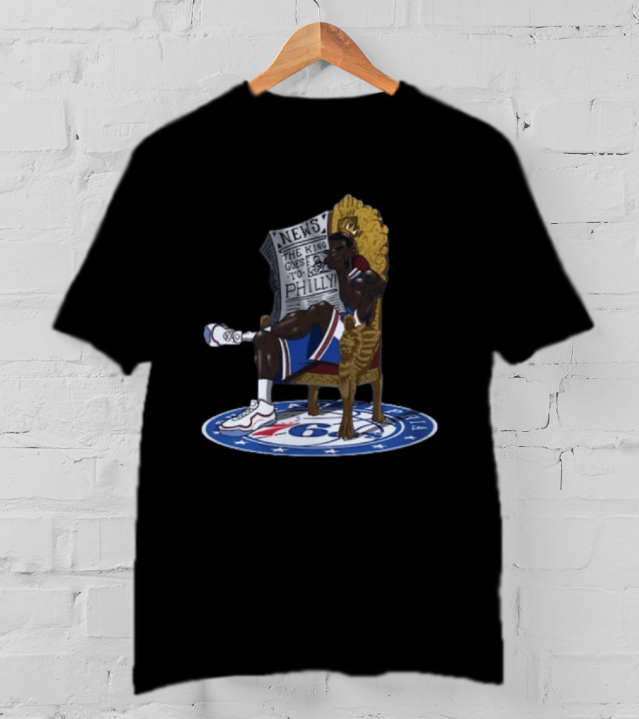 Philadelphia 76ers The King Goes To Philly News Throne T-Shirt