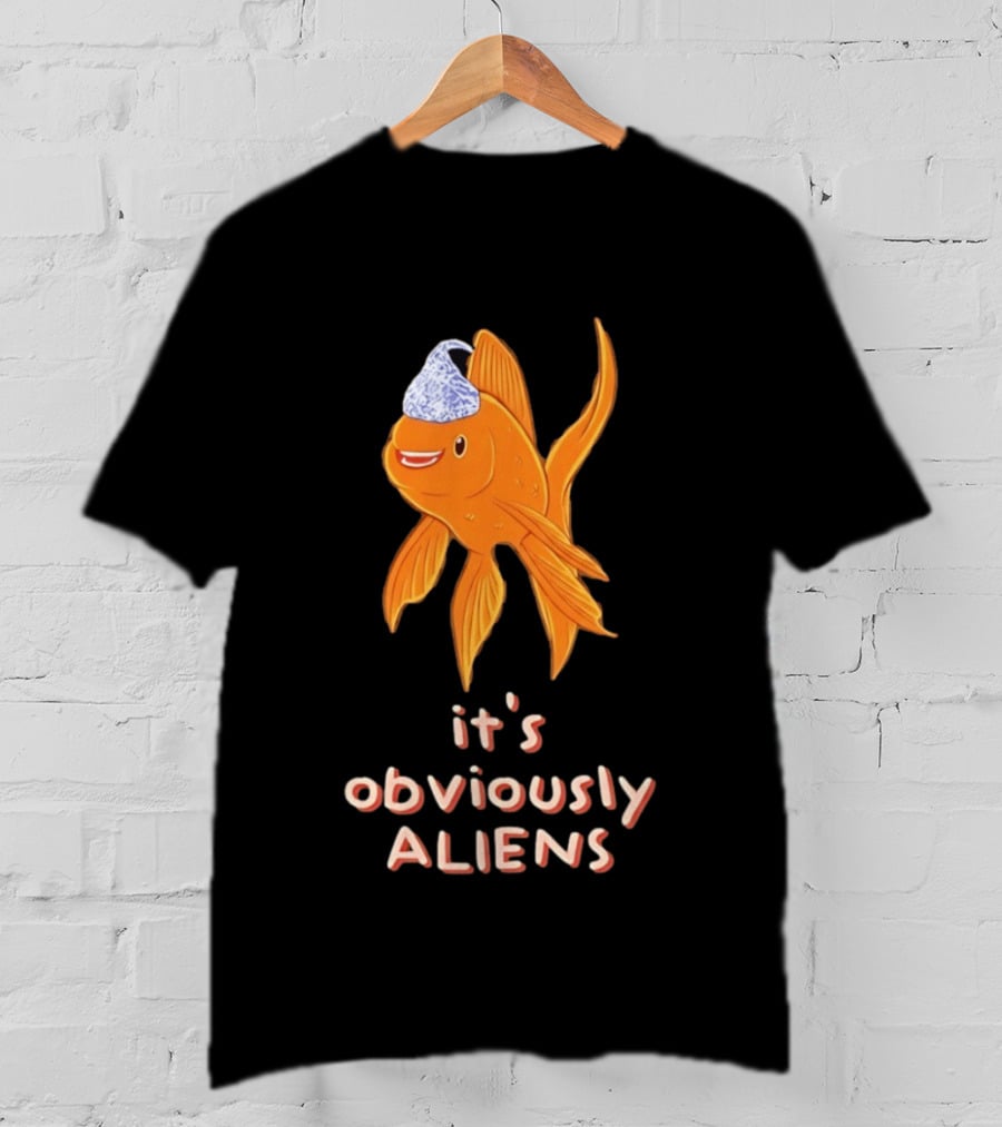 Goldfish Tin Foil Hat It's Obviously Aliens T-Shirt