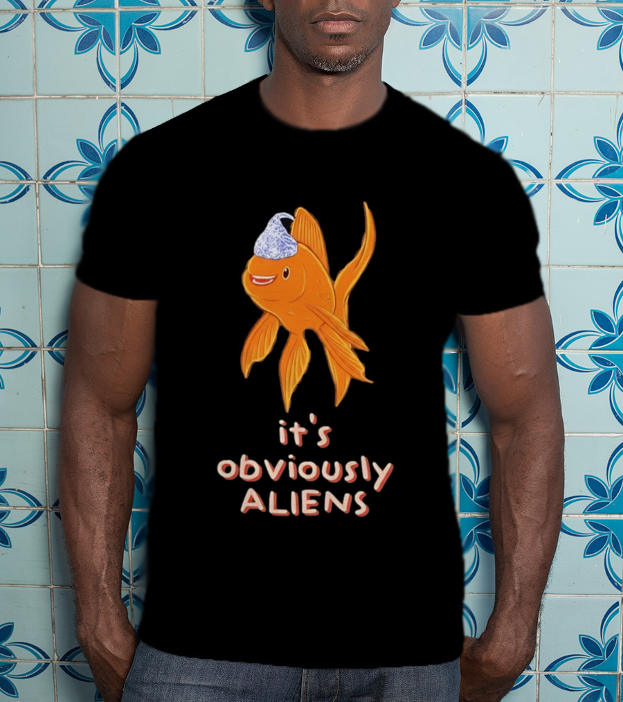 Goldfish Tin Foil Hat It's Obviously Aliens T-Shirt