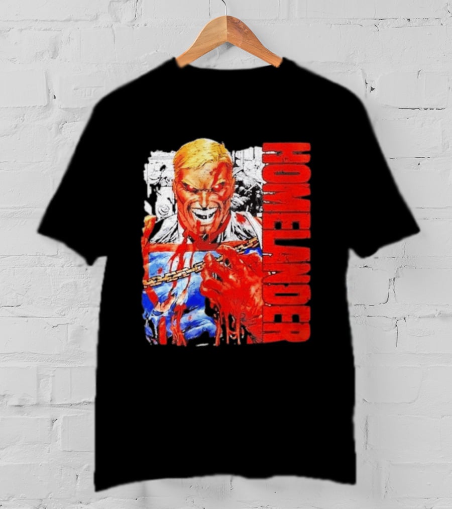 Homelander The Boys Superhero Cartoon Blood Splattered Image T-Shirt