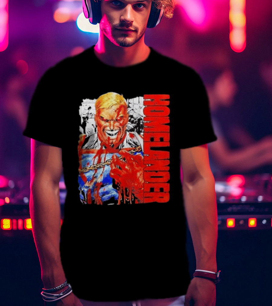 Homelander The Boys Superhero Cartoon Blood Splattered Image T-Shirt