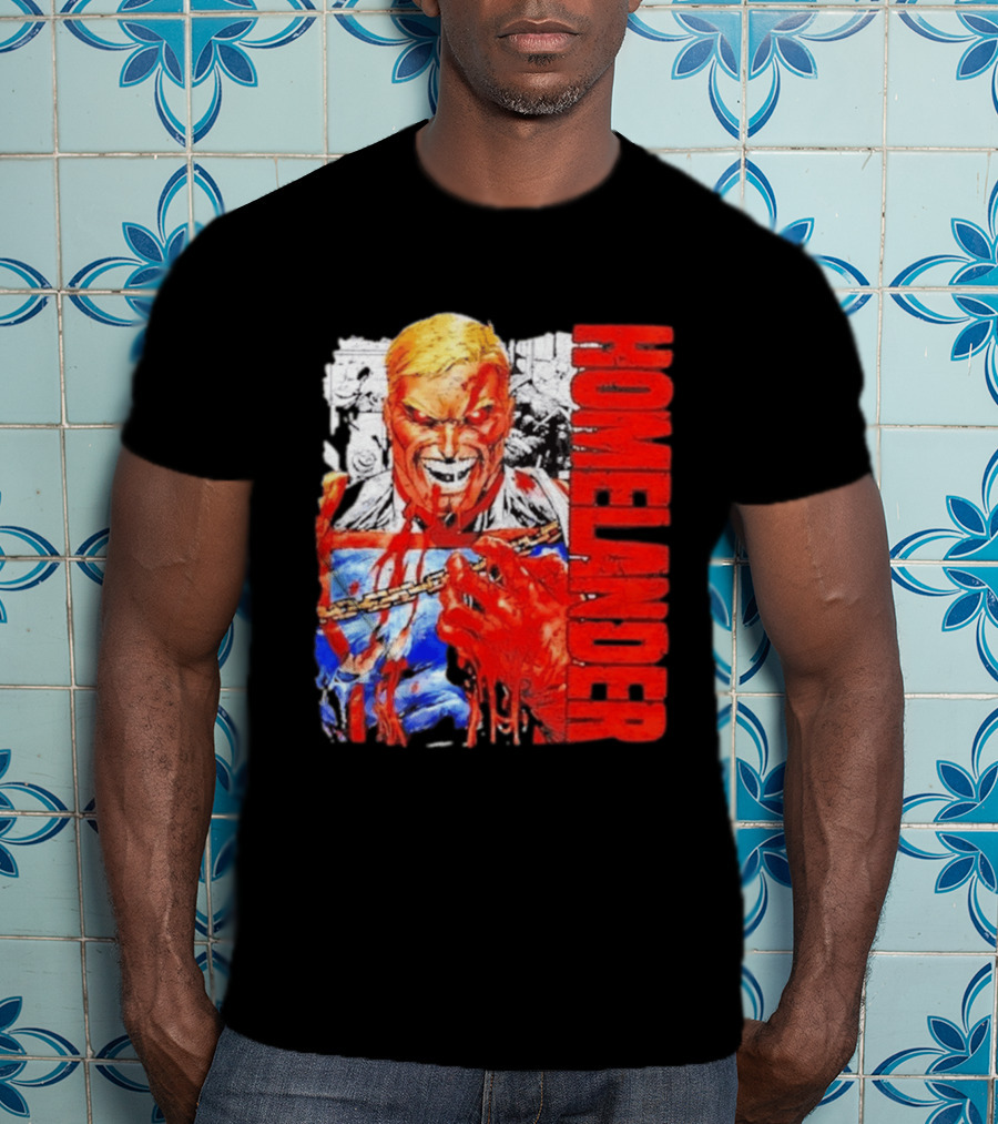 Homelander The Boys Superhero Cartoon Blood Splattered Image T-Shirt