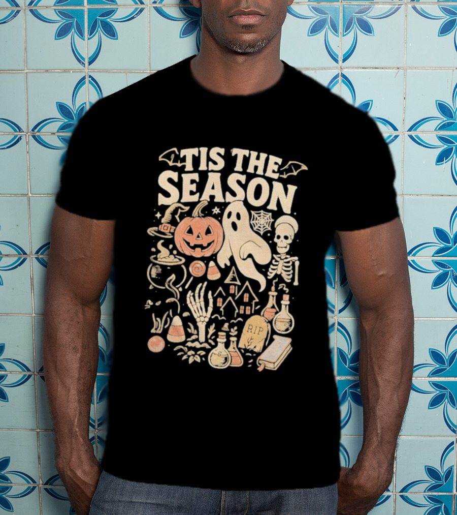 Tis The Season Pumpkin Ghost Skeleton Halloween 2026 T-Shirt