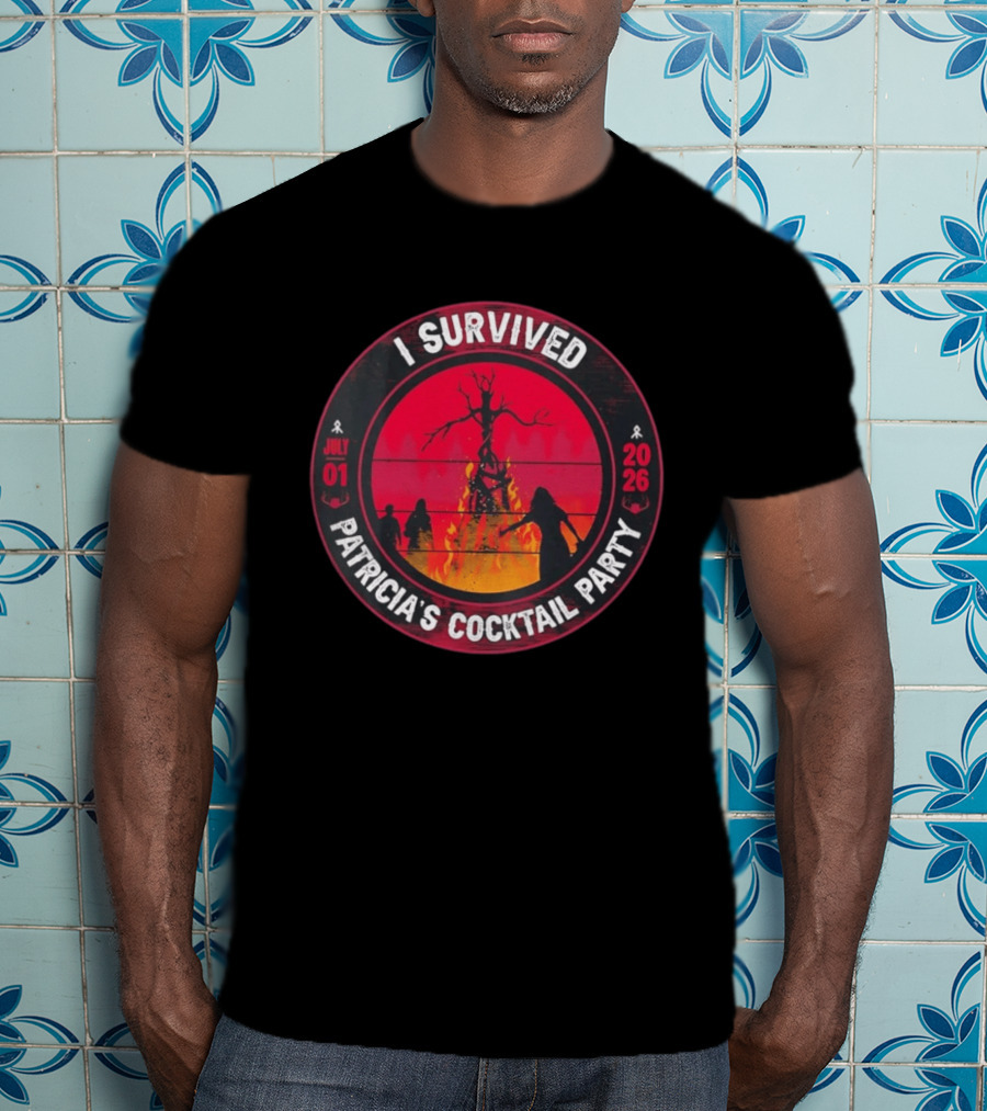I Survived Patricia's Cocktail Party July 01 2026 Witchy Bonfire Dark Forest T-Shirt