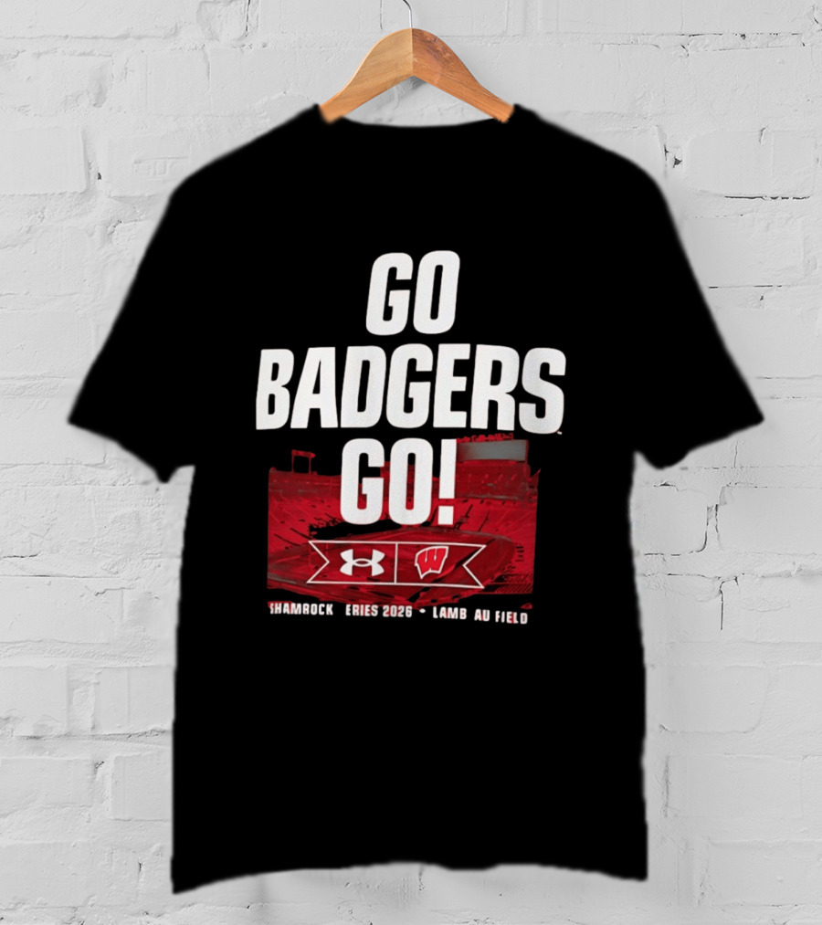 Wisconsin Badgers Go Badgers Go Shamrock Series 2026 Lambeau Field Under Armour T-Shirt