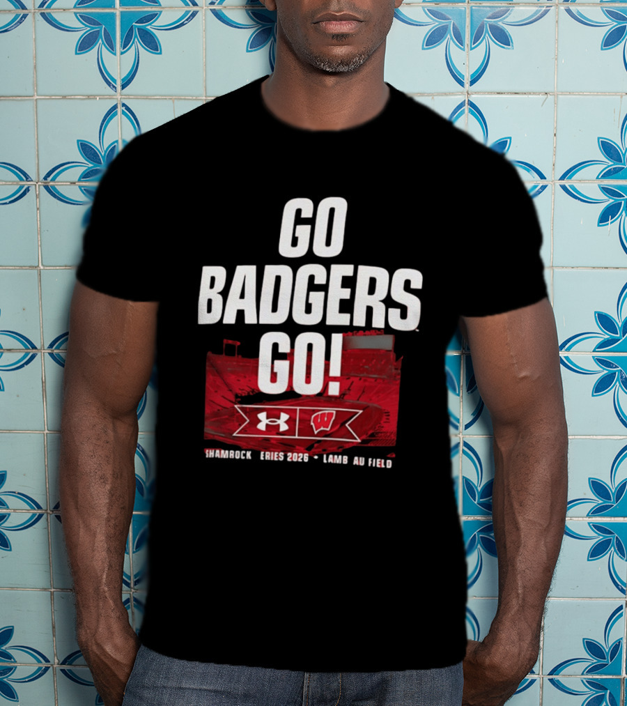 Wisconsin Badgers Go Badgers Go Shamrock Series 2026 Lambeau Field Under Armour T-Shirt
