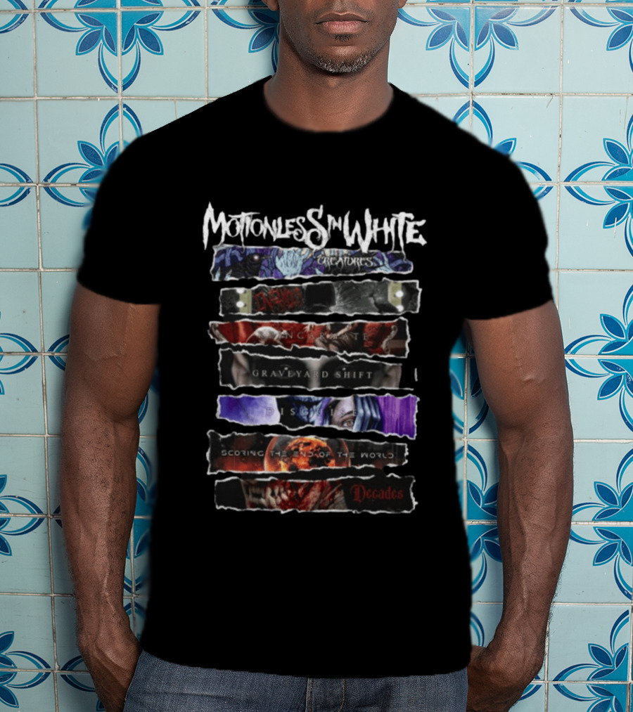 Motionless In White Creatures Infamous Reincarnate Graveyard Shift Disguise Scoring The End Of The World Decades T-Shirt