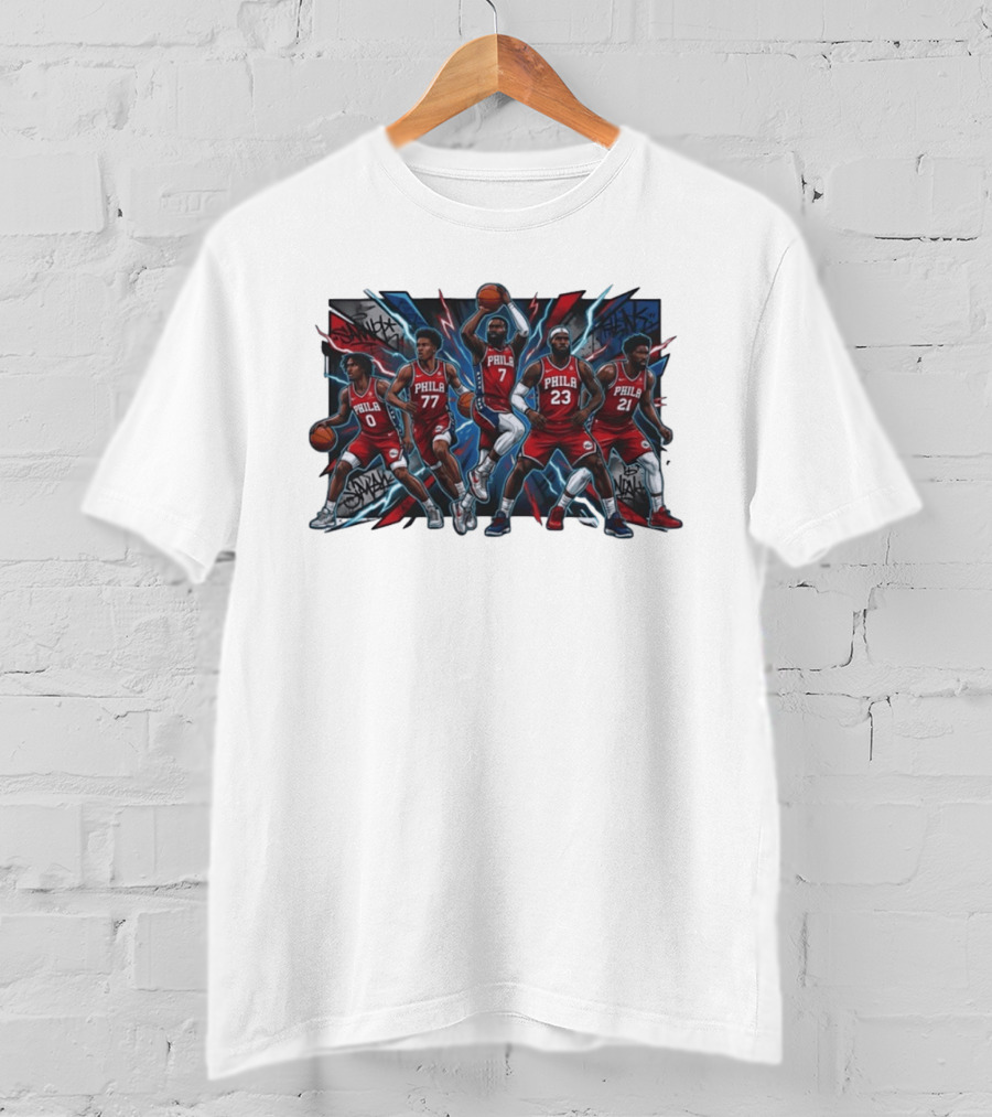 Philadelphia 76ers Players 0 77 7 23 21 Phila Red Jersey Team Slam Dunk Street T-Shirt