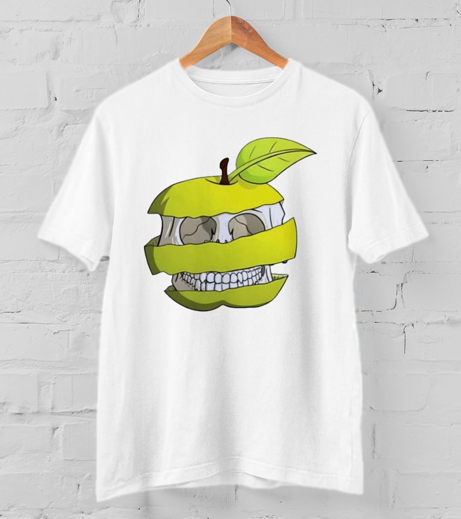 Skull Apple Forbidden Fruit Creative Slice T-Shirt