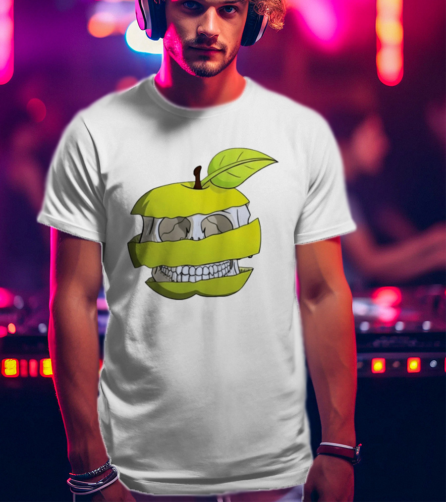 Skull Apple Forbidden Fruit Creative Slice T-Shirt