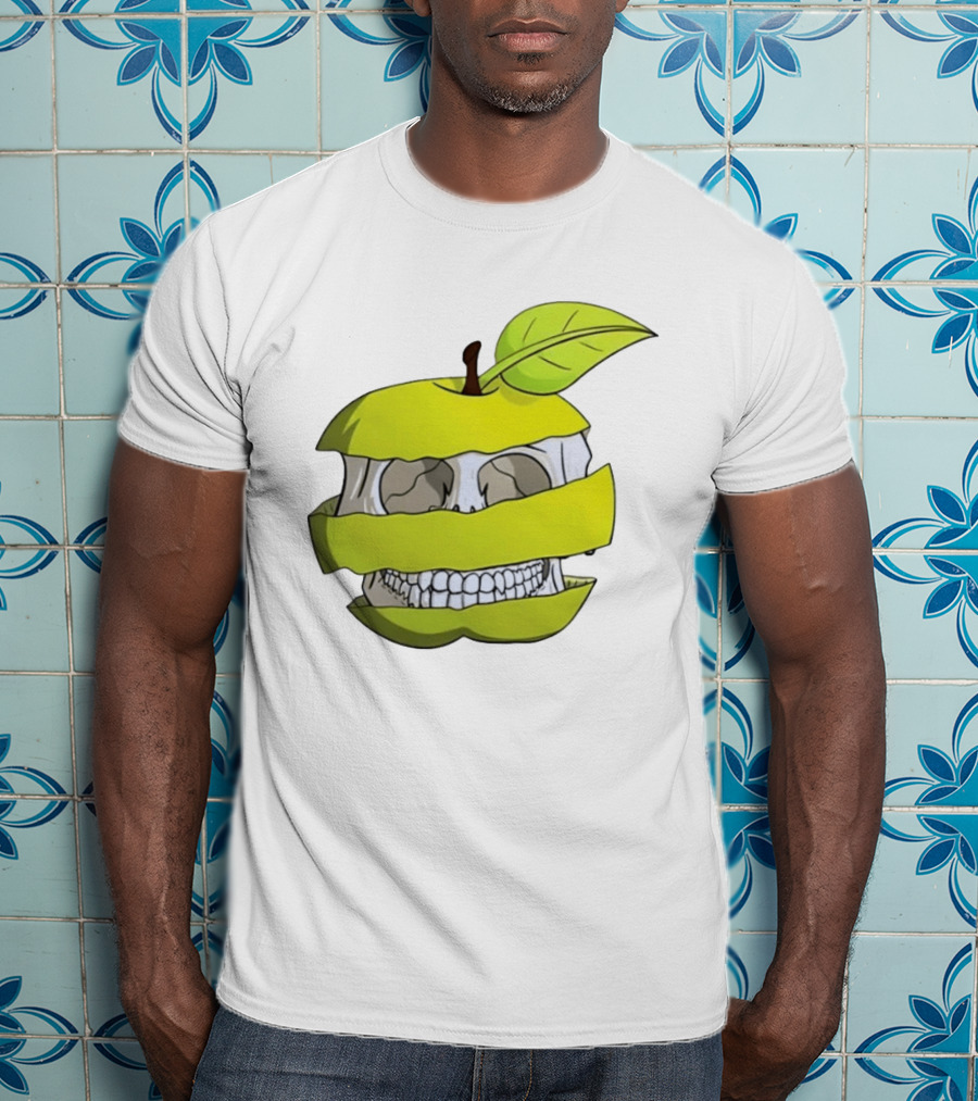 Skull Apple Forbidden Fruit Creative Slice T-Shirt