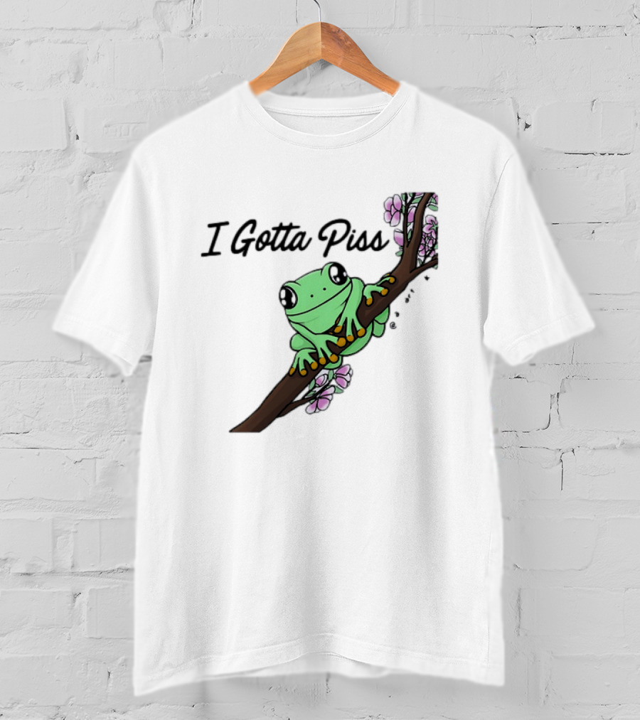 I Gotta Piss Frog On Branch With Flowers T-Shirt