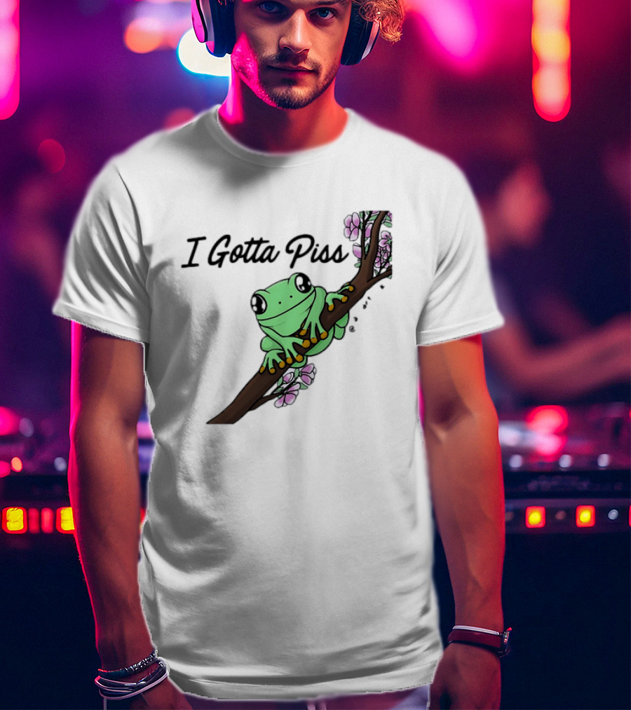 I Gotta Piss Frog On Branch With Flowers T-Shirt