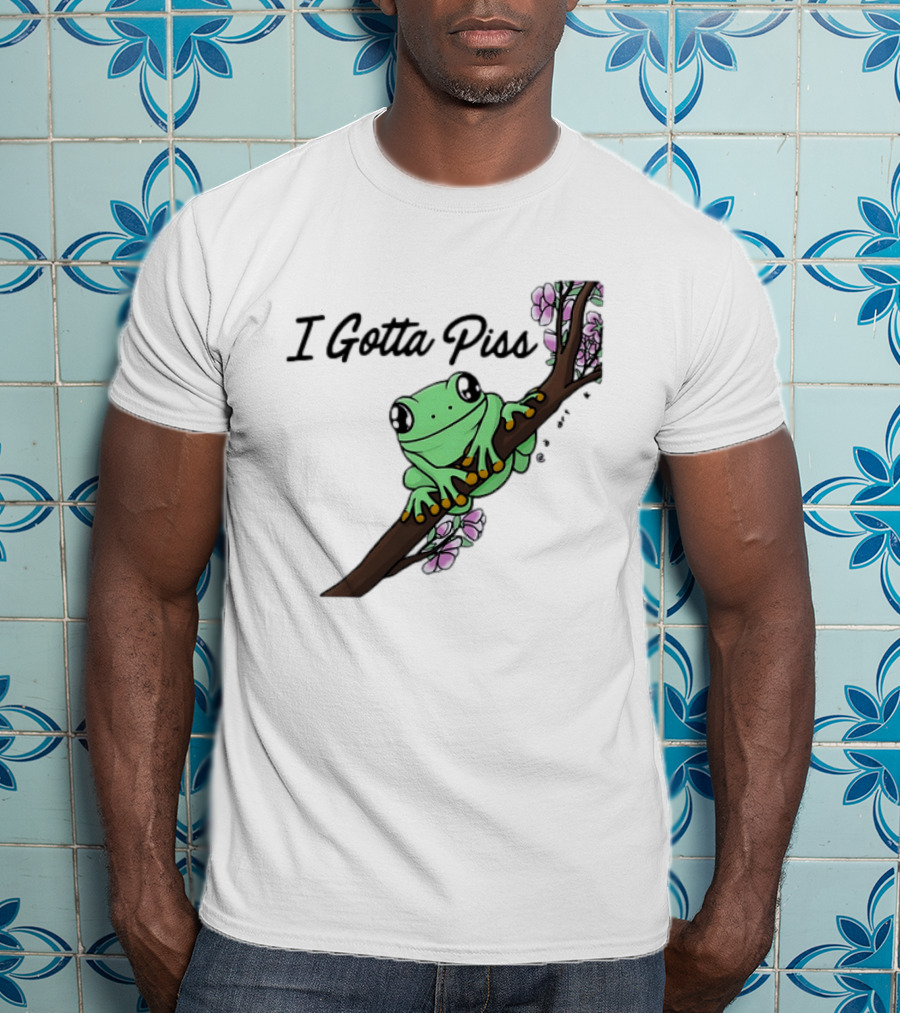 I Gotta Piss Frog On Branch With Flowers T-Shirt