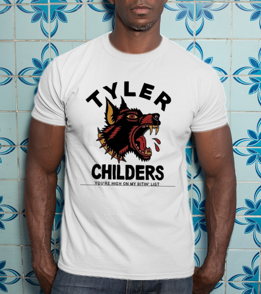 Tyler Childers You're High On My Bitin' List Wolf Head Spike Collar T-Shirt