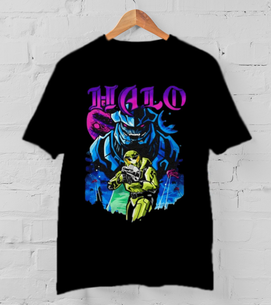 Halo Master Chief Arbiter Video Game Battle Scene T-Shirt
