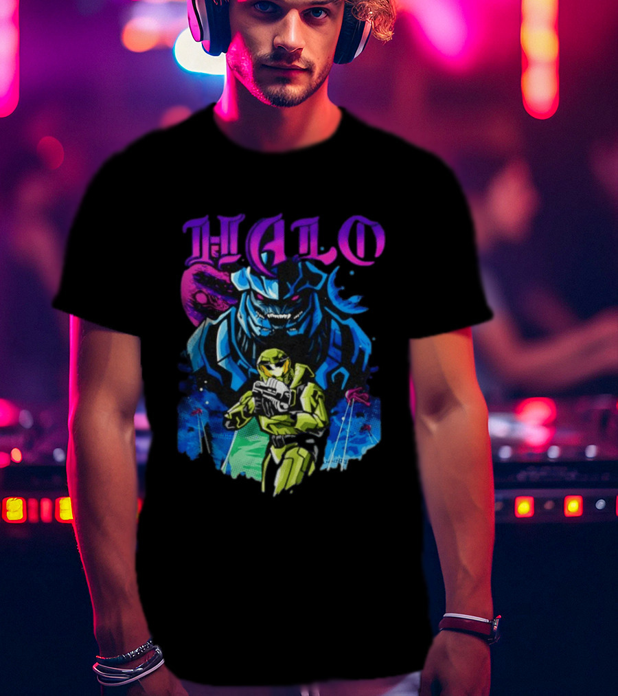 Halo Master Chief Arbiter Video Game Battle Scene T-Shirt