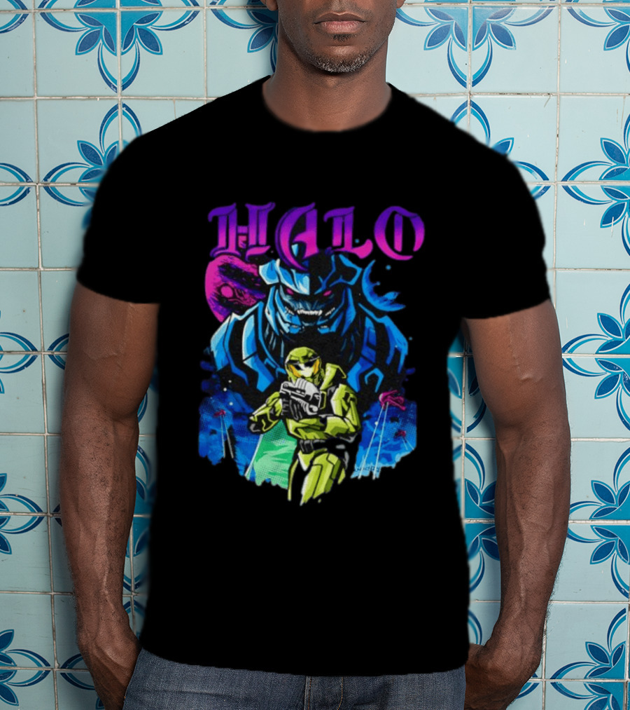 Halo Master Chief Arbiter Video Game Battle Scene T-Shirt