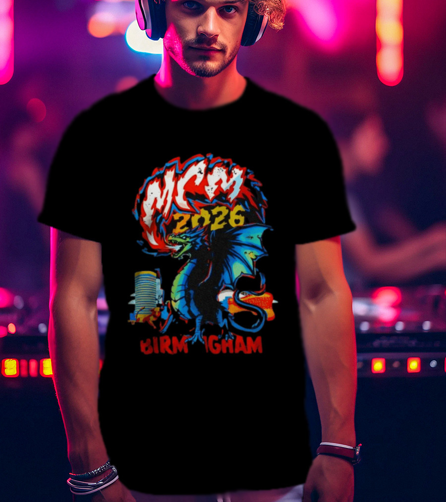 MCM 2026 Birmingham Dragon Fire Skyline Bull Event Souvenir T-Shirt