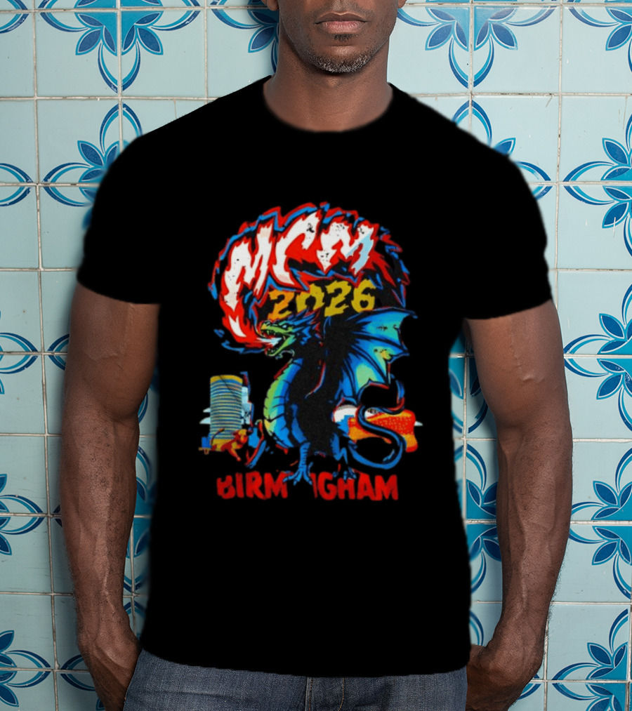MCM 2026 Birmingham Dragon Fire Skyline Bull Event Souvenir T-Shirt