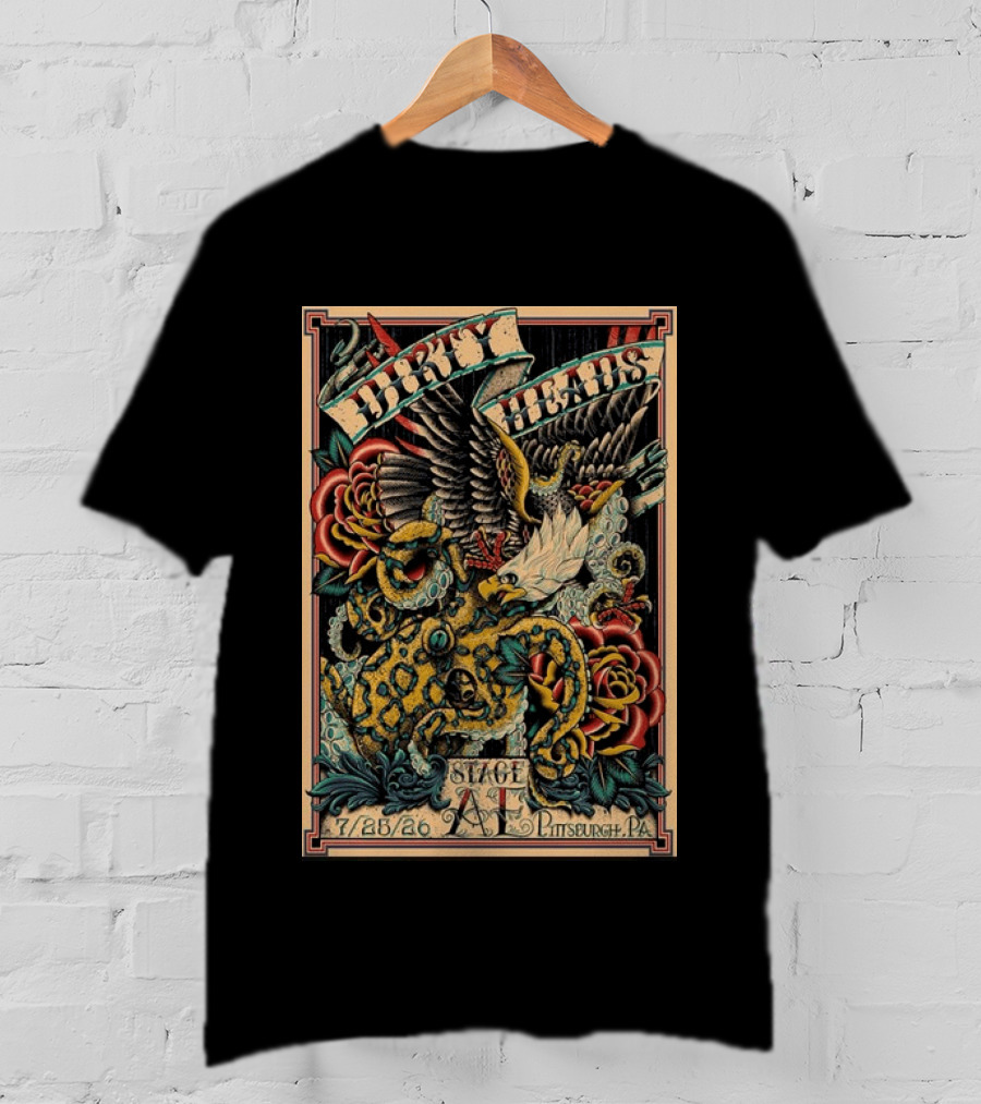 Dirty Heads Stage AE Pittsburgh July 25 2026 Concert Octopus Roses Eagle T-Shirt