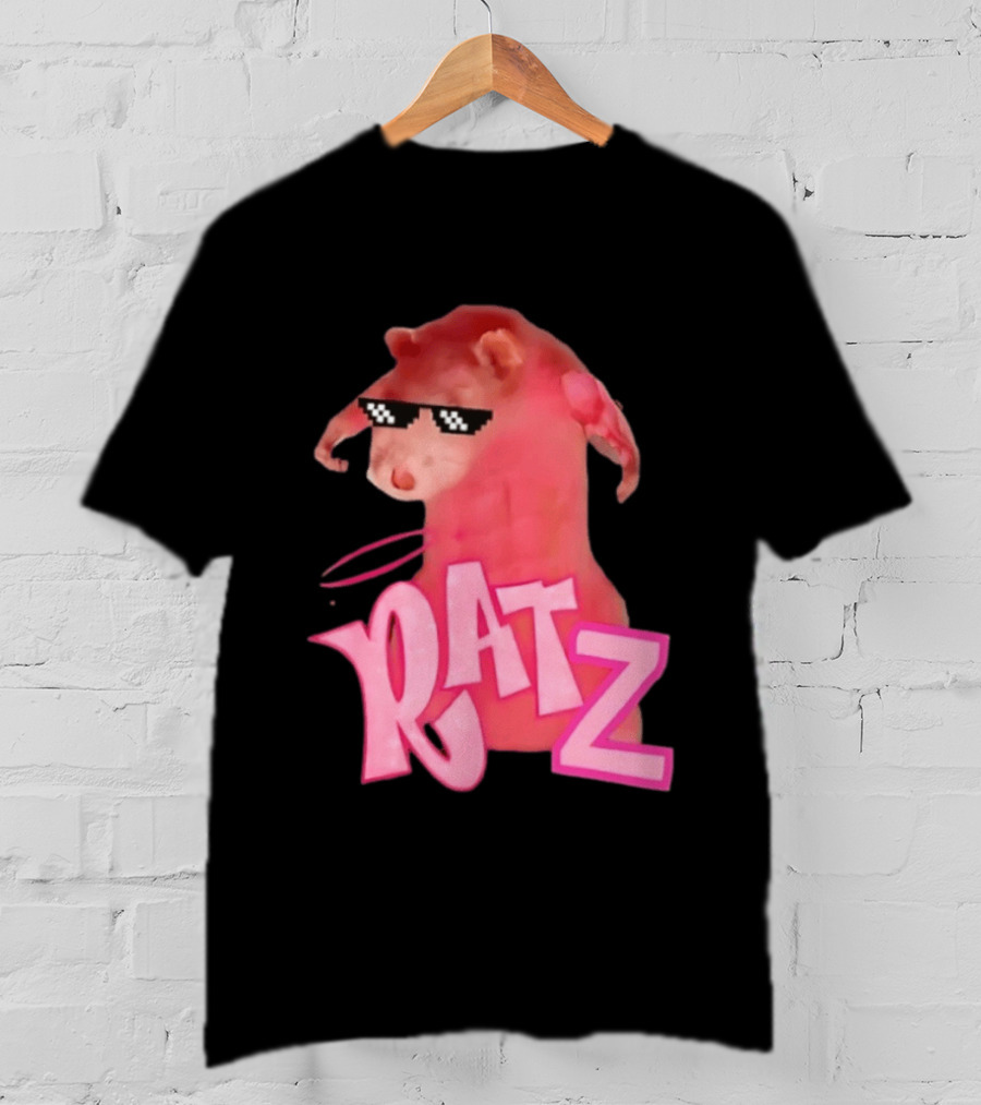 RATZ Muscular Pink Toned Rat Pixel Thug Life Sunglasses Bratz Doll T-Shirt