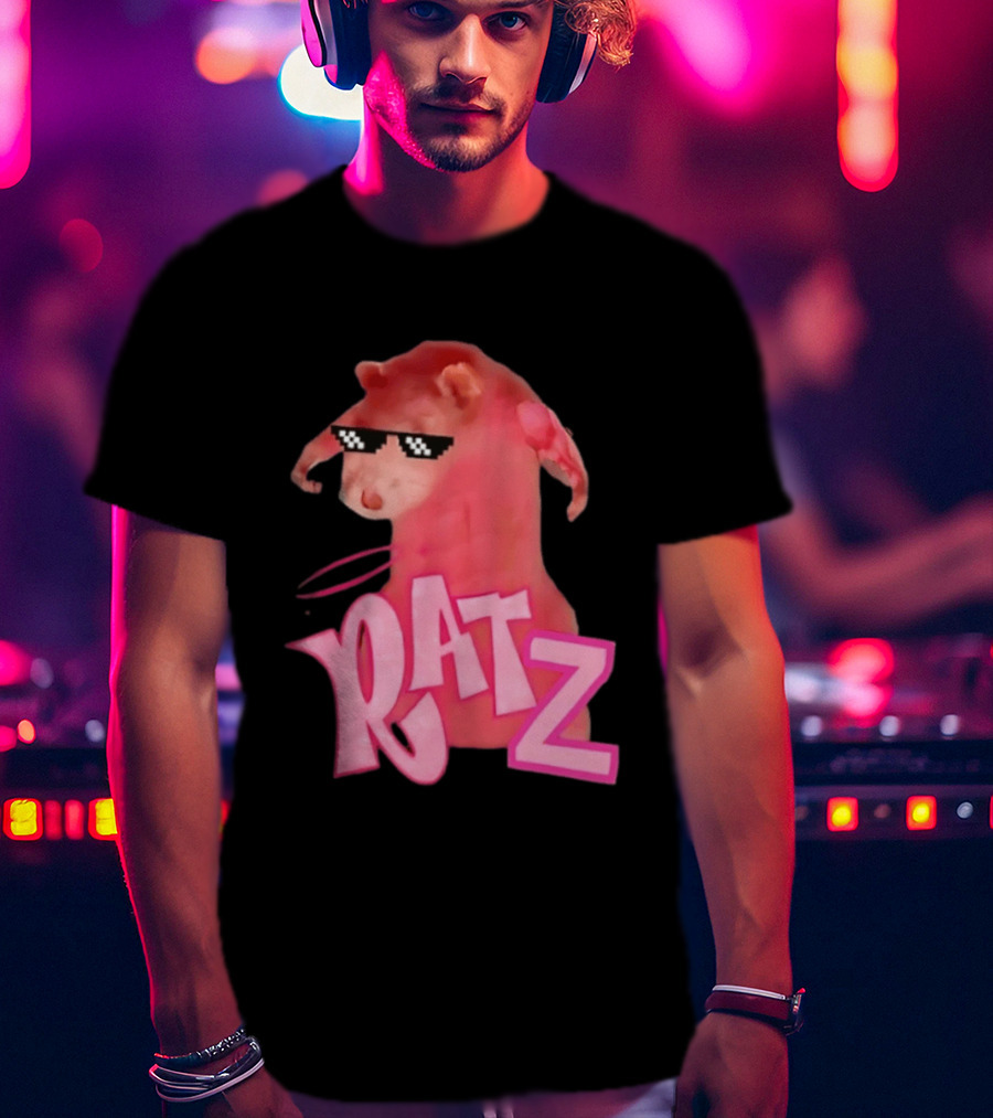 RATZ Muscular Pink Toned Rat Pixel Thug Life Sunglasses Bratz Doll T-Shirt