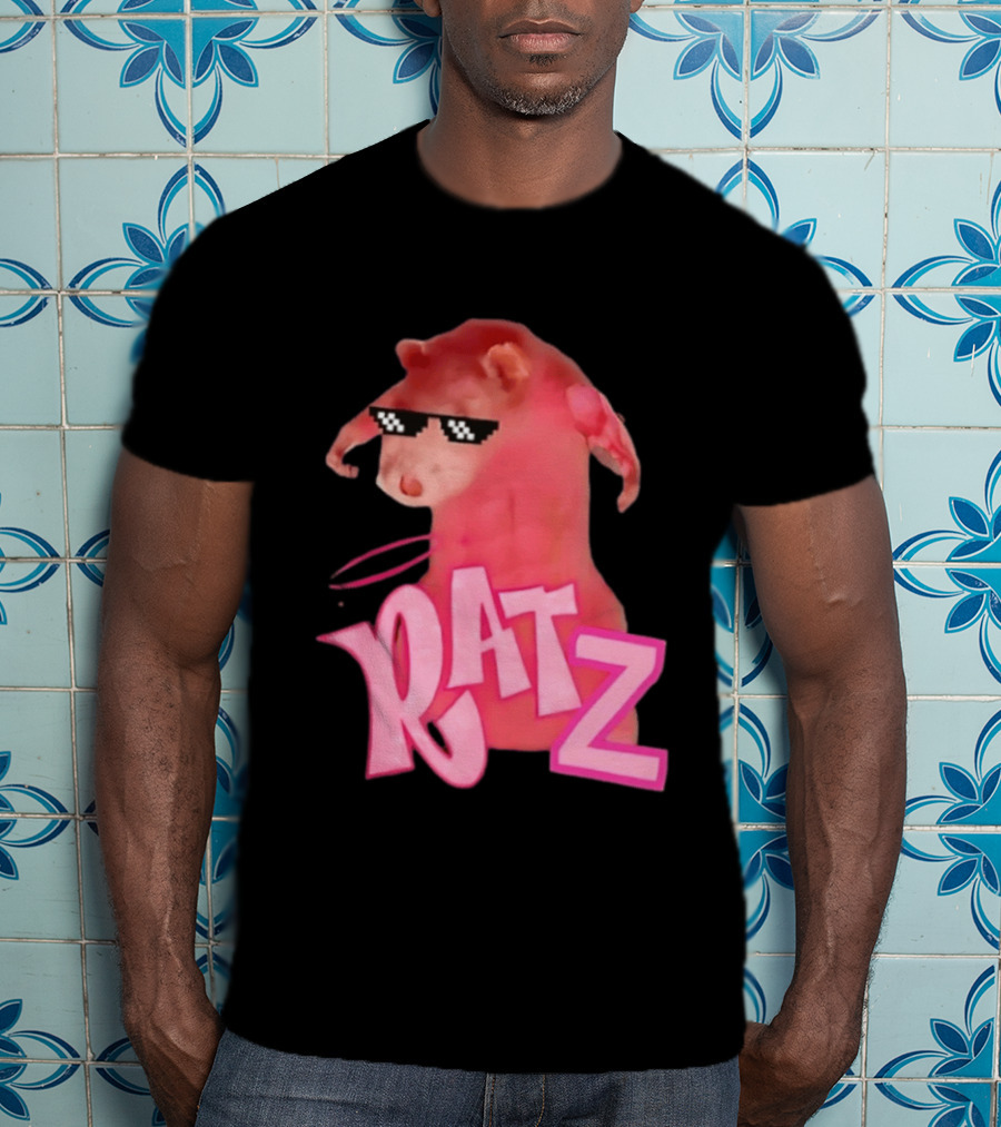 RATZ Muscular Pink Toned Rat Pixel Thug Life Sunglasses Bratz Doll T-Shirt