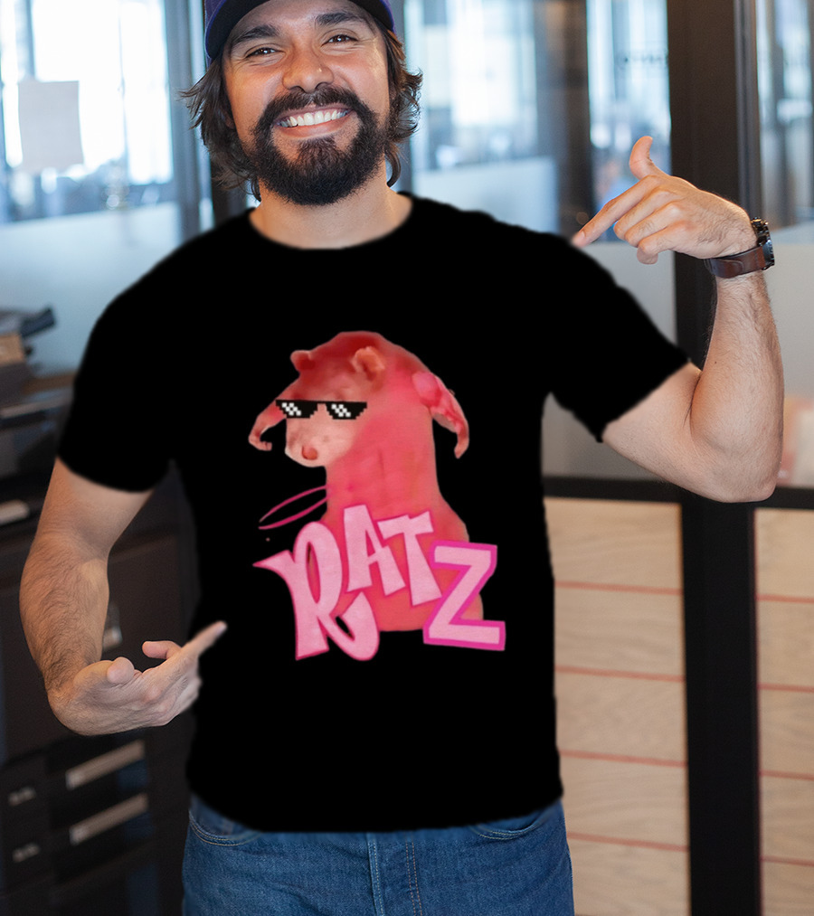 RATZ Muscular Pink Toned Rat Pixel Thug Life Sunglasses Bratz Doll T-Shirt