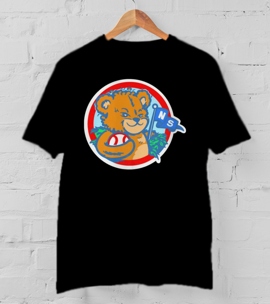 Teddy Bear Holding Baseball NS Pennant Circle T-Shirt
