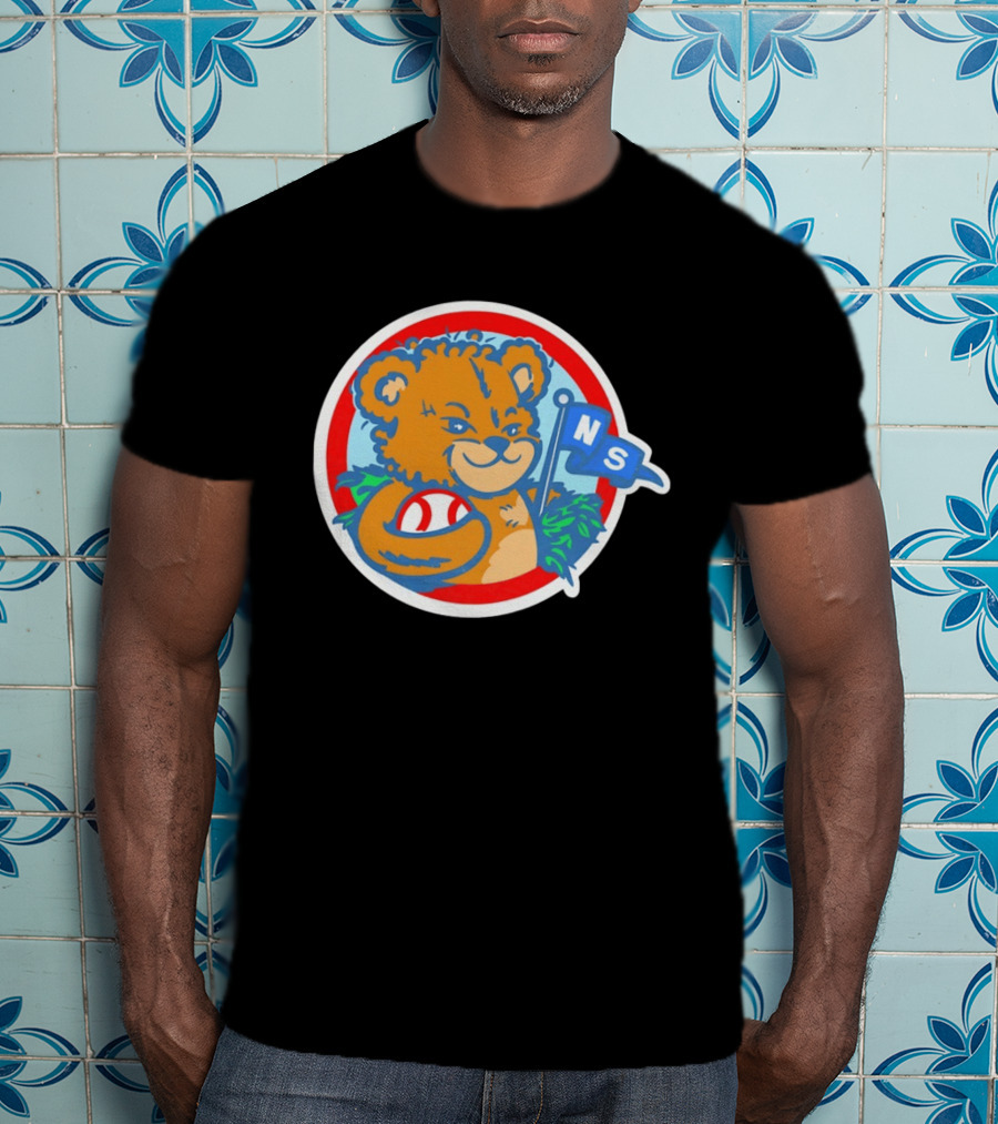 Teddy Bear Holding Baseball NS Pennant Circle T-Shirt