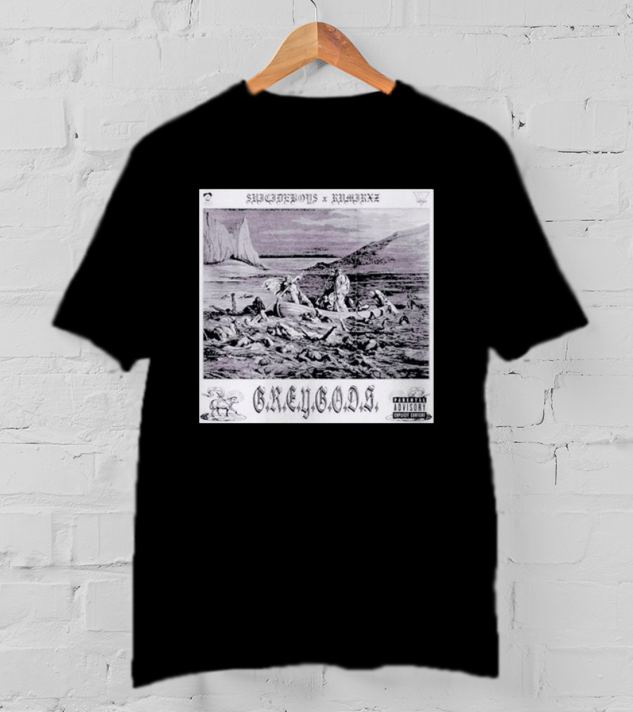 SUPREMEBOYZ X RAMIREZ G.R.E.Y G.O.D.S Album Cover Art PARENTAL ADVISORY Explicit Content T-Shirt