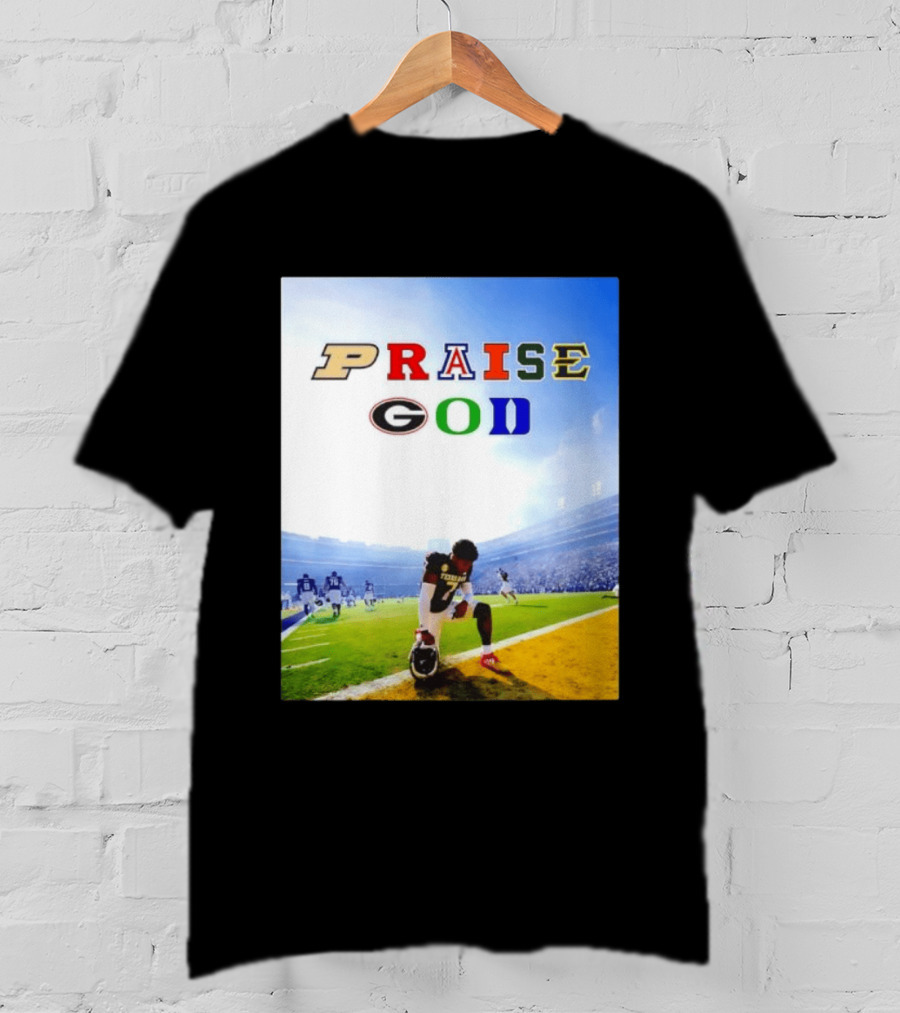 Texas AM Football Player No 7 Praise God Stadium Scene T-Shirt
