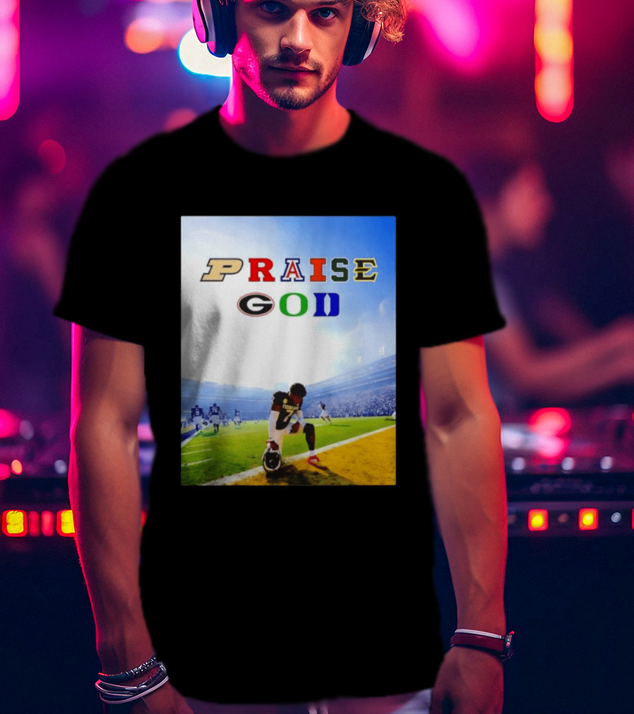 Texas AM Football Player No 7 Praise God Stadium Scene T-Shirt