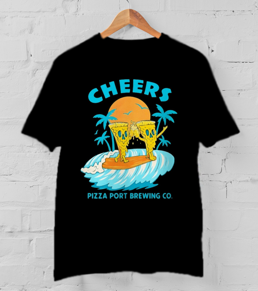 Pizza Port Brewing Co Cheers Surfing Pizza Wave T-Shirt