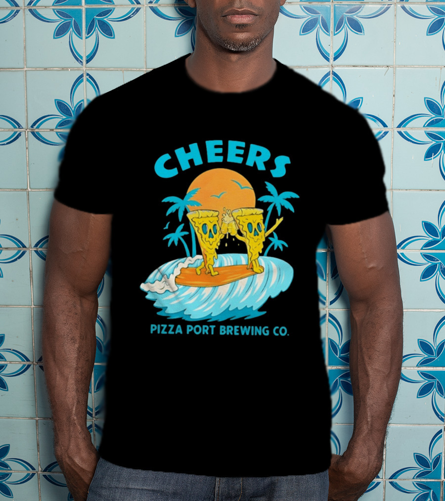 Pizza Port Brewing Co Cheers Surfing Pizza Wave T-Shirt