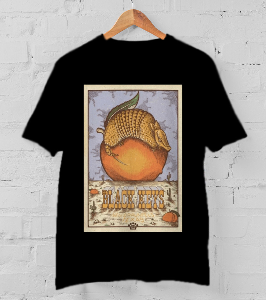 Black Keys Jul 25 2026 New Braunfels TX Armadillo Peach Cactus Desert Scene T-Shirt