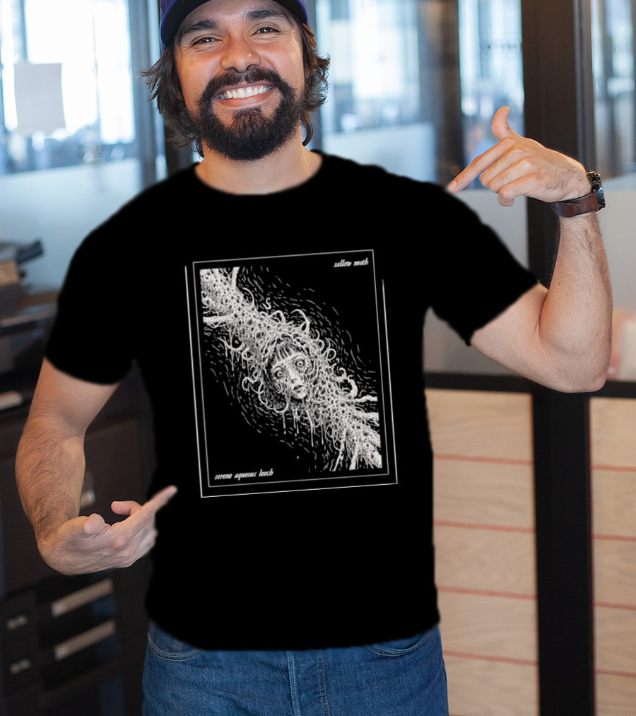 Sallow Moth Serene Aqueous Leech Surreal Horror Waveform T-Shirt