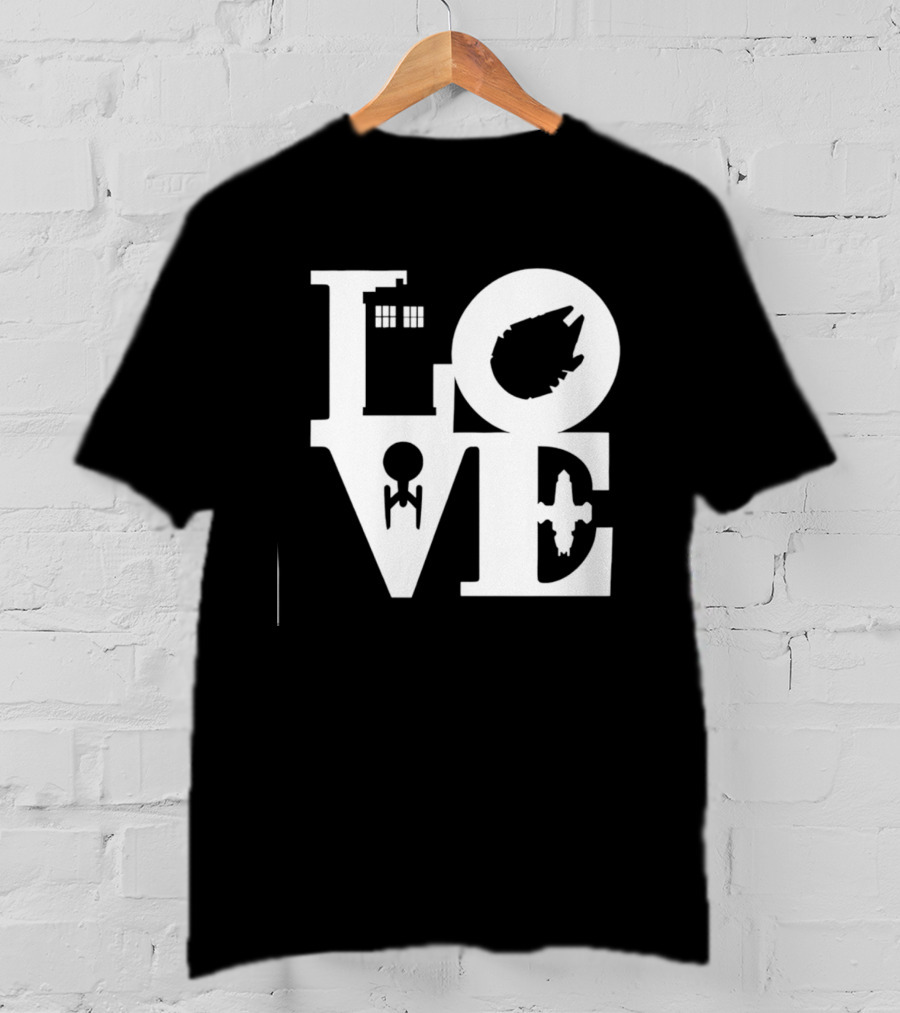 TARDIS Millennium Falcon Enterprise Serenity Sci Fi Love Mashup T-Shirt