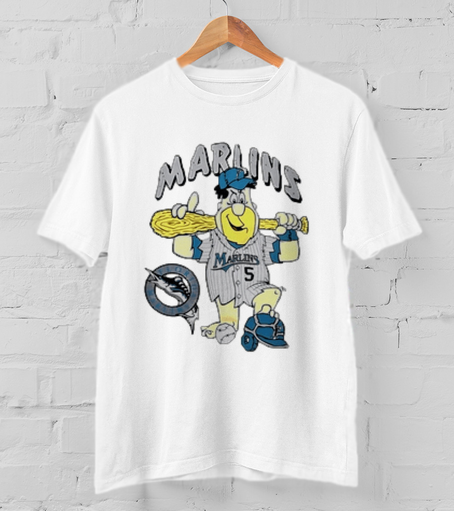 Barney Rubble Miami Marlins MLB Florida The Flintstones Baseball 5 T-Shirt