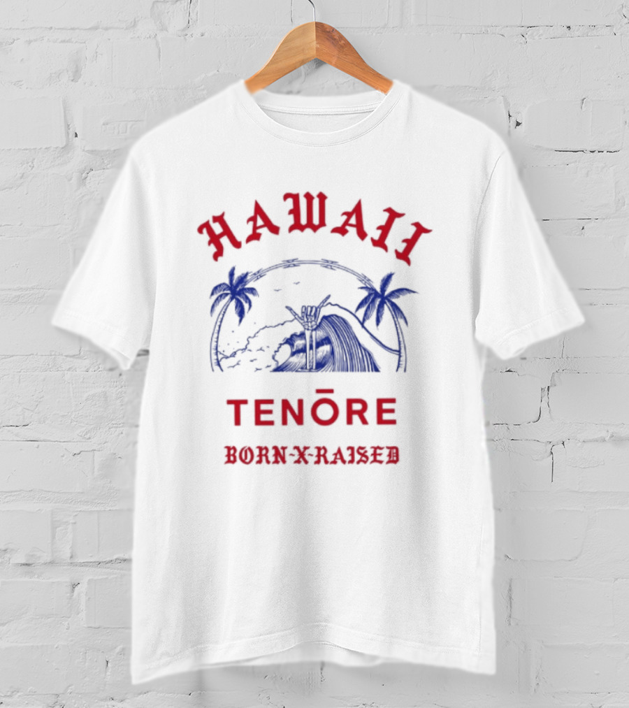 Hawaii Tenōre Born X Raised Wave And Palm Trees T-Shirt