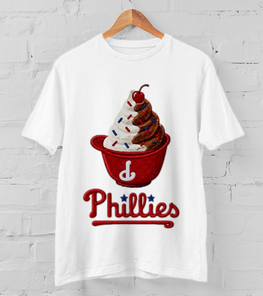 Philadelphia Phillies Ice Cream Sundae Embroidery Phillies T-Shirt