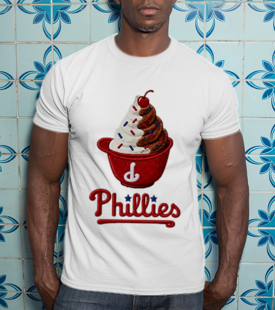 Philadelphia Phillies Ice Cream Sundae Embroidery Phillies T-Shirt