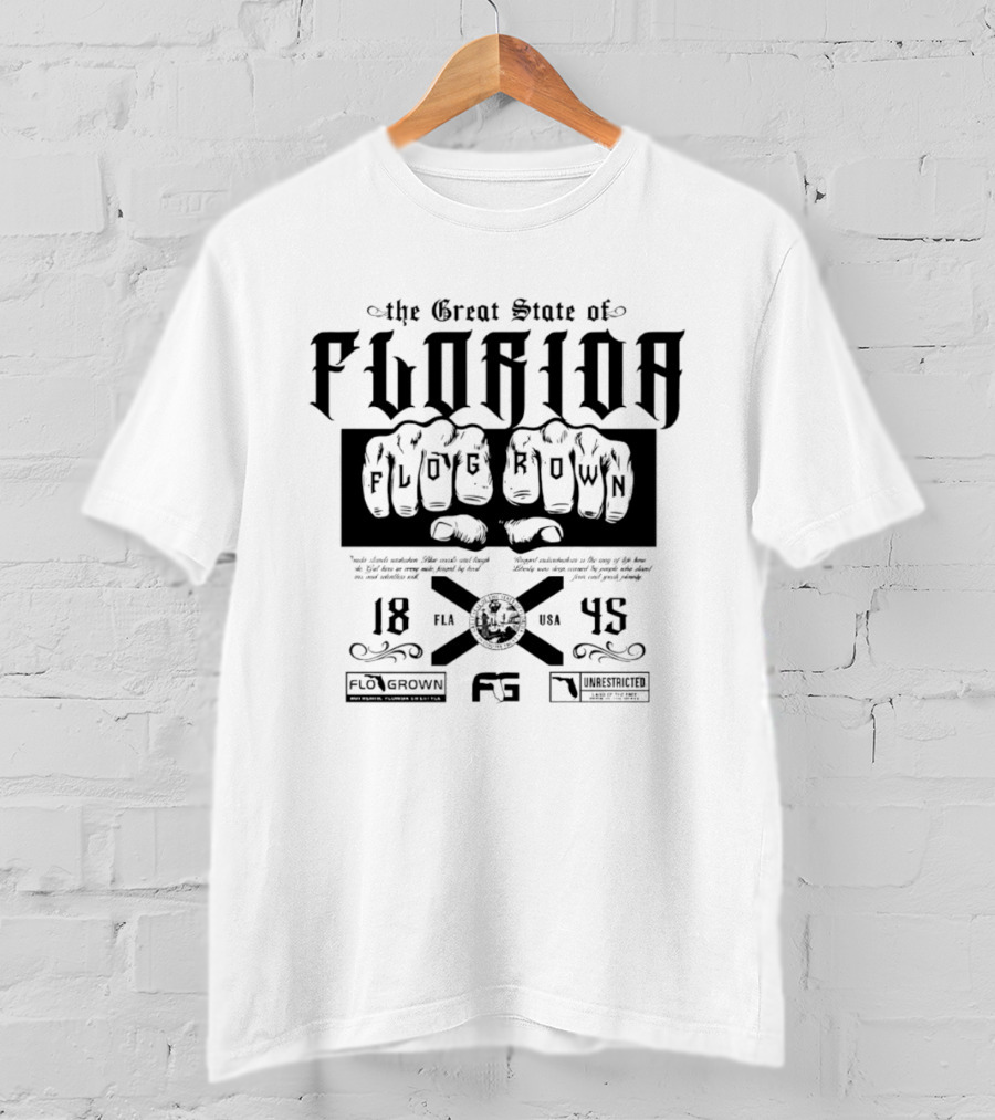 FloGrown The Great State Of Florida Unrestricted Lifestyle 1845 T-Shirt