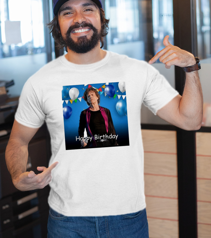 Happy Birthday Sir Mick Jagger Balloons And Banners Celebration T-Shirt
