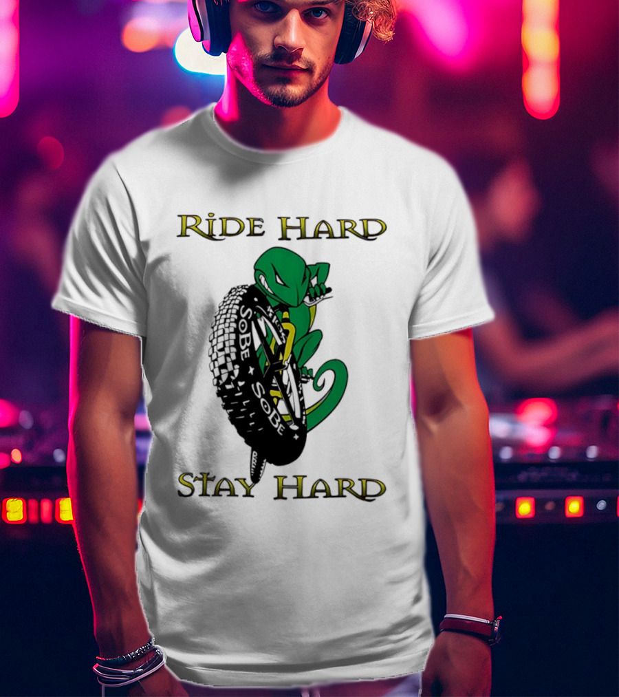 Sobe Chameleon Ride Hard Stay Hard Mountain Biking Tire Concept T-Shirt