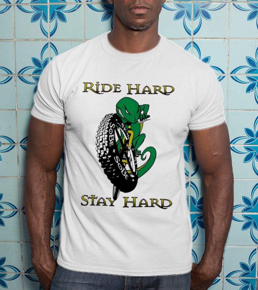 Sobe Chameleon Ride Hard Stay Hard Mountain Biking Tire Concept T-Shirt